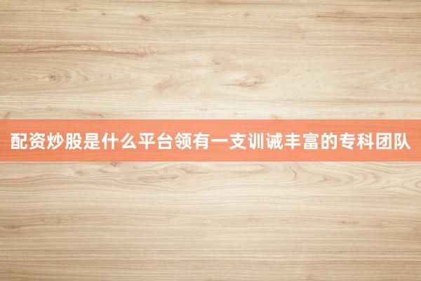配资炒股是什么平台领有一支训诫丰富的专科团队