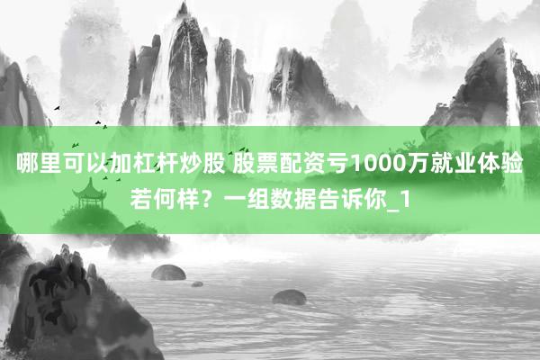 哪里可以加杠杆炒股 股票配资亏1000万就业体验若何样?一组数据告诉你_1