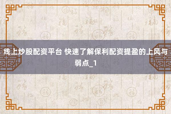 线上炒股配资平台 快速了解保利配资提盈的上风与弱点_1
