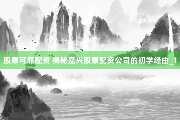 股票可靠配资 揭秘嘉兴股票配资公司的初学经由_1